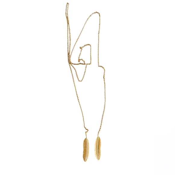 Boho Gold Leaf Lariat Necklace - Picture 4 of 7